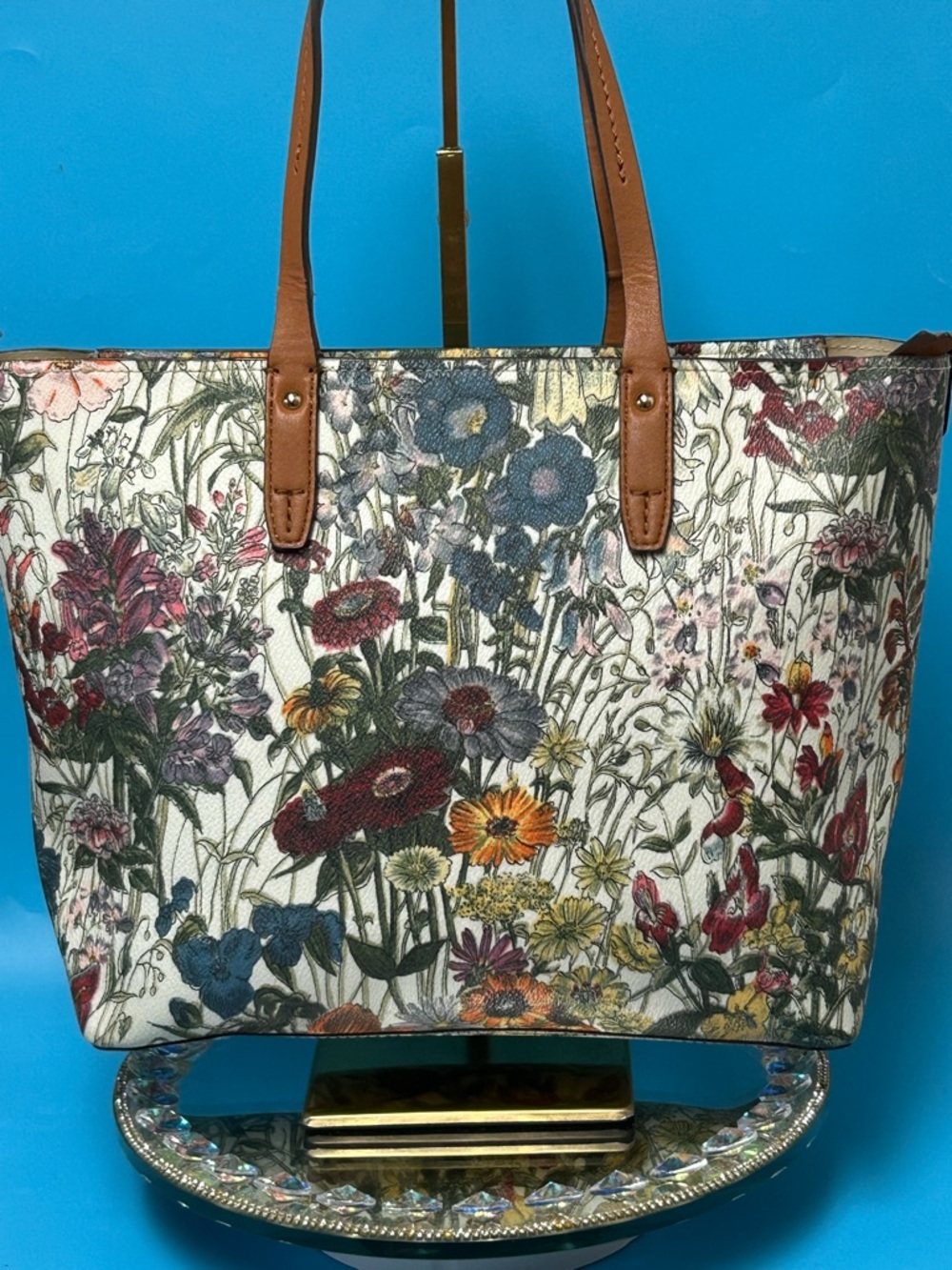 Tory Burch Kerrington Small Zip Floral Coated Canvas Tote Approx. 15 x 10 x 4 - Picture 3 of 17